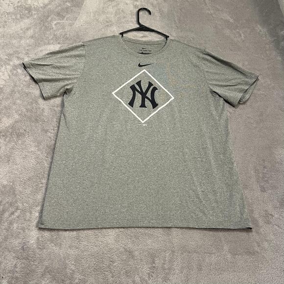 New York Yankees Shirt Mens XL Gray MLB Baseball Dri Fit Nike Tee Lightweight - Picture 1 of 6